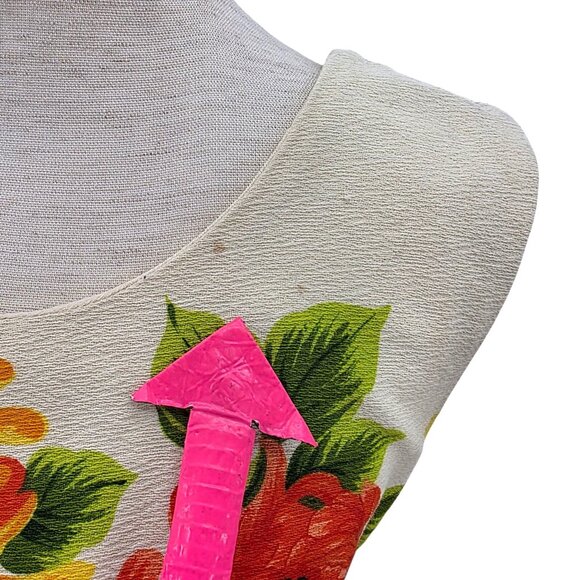 Vintage Pomare Womens XS Dress Hawaiian Floral Sleeveless Maxi A-line Tropical - Picture 7 of 9